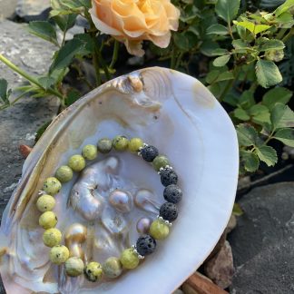 Minerální náramek "Zelený tyrkys a láva"