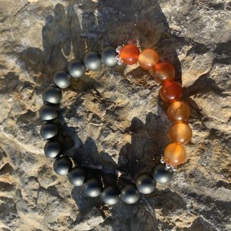 Minerální náramek "Červený achát a hematit"