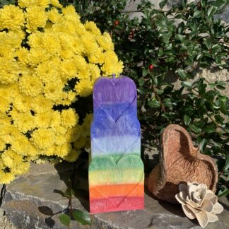 Čakrová svíčka vrstvená "Tři srdce"