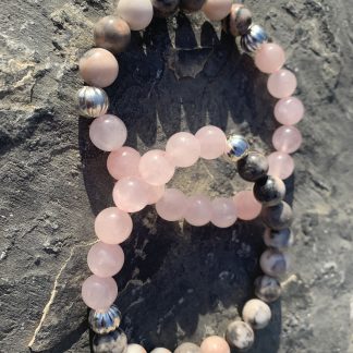 Minerální náramek "Růženín a růžový jaspis"