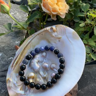 Minerální náramek "Onyx a matný sodalit"