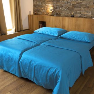 TIERRA VERDE Povlečení satén – tealová (200×140 + 90×70 cm)