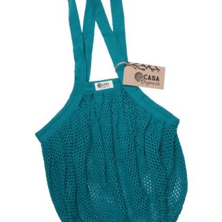 TIERRA VERDE Hustá a krásná – síťovka z biobavlny s dlouhým uchem – modrozelená (1 ks)